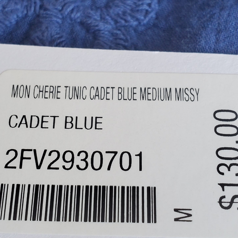 Soft Surroundings NWT Size M Mon Cherie tunic cadet blue Missy lace blouse - Picture 3 of 12